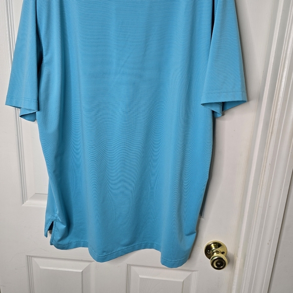 Men's Peter Millar Turquoise Stripe Short Sleeve Polo Shirt L - Picture 8 of 12